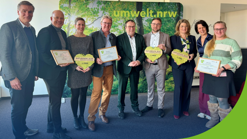 Die Preisträgerinnen und Preisträger des Wettbewerbs „Naturpark.2027.Nordrhein-Westfalen“