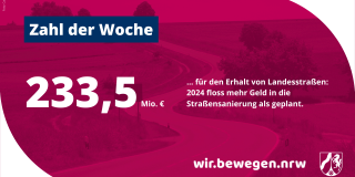 Zahl der Woche:  233,5 Millionen Euro  für den Erhalt von Landesstraßen