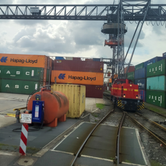 Hafenbahn und Containerterminal Hafen Neuss. Foto: MUNV
